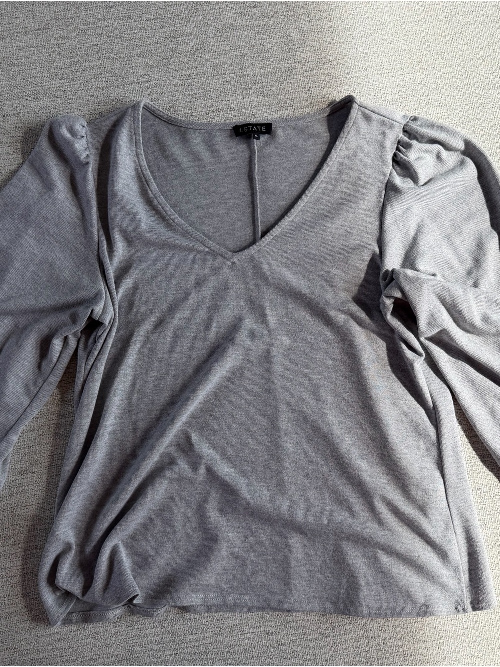 1. State Gray V-Neck Puff Sleeve Top